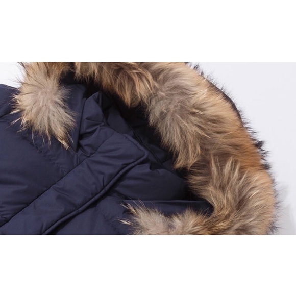 Navy Blue Down Coat with Removable Fur - Picture 8 of 8